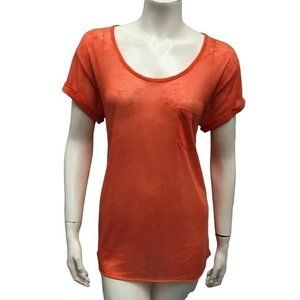 Rag & Bone Knit Women's Orange Polyester/Cotton T-Shirt Blouse Top Peru Sz S euc